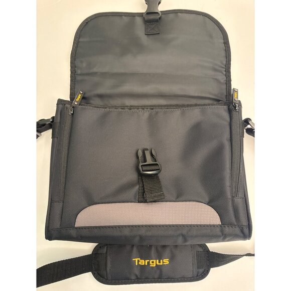 Targus Black Gray Laptop Messenger Bag Adjustable Shoulder Strap 11”x10”x3” EUC - Picture 4 of 6